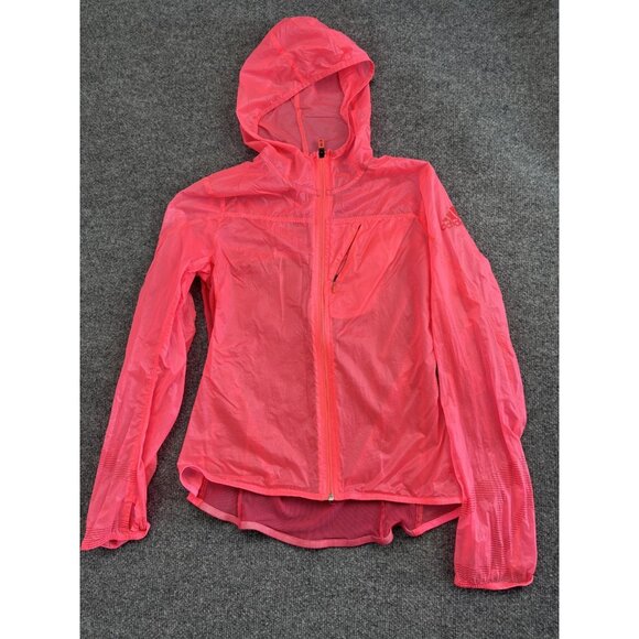 Adidas Jacket Womens Small Pink Climalite Hooded Full Zip Lightweight Running - Picture 1 of 5
